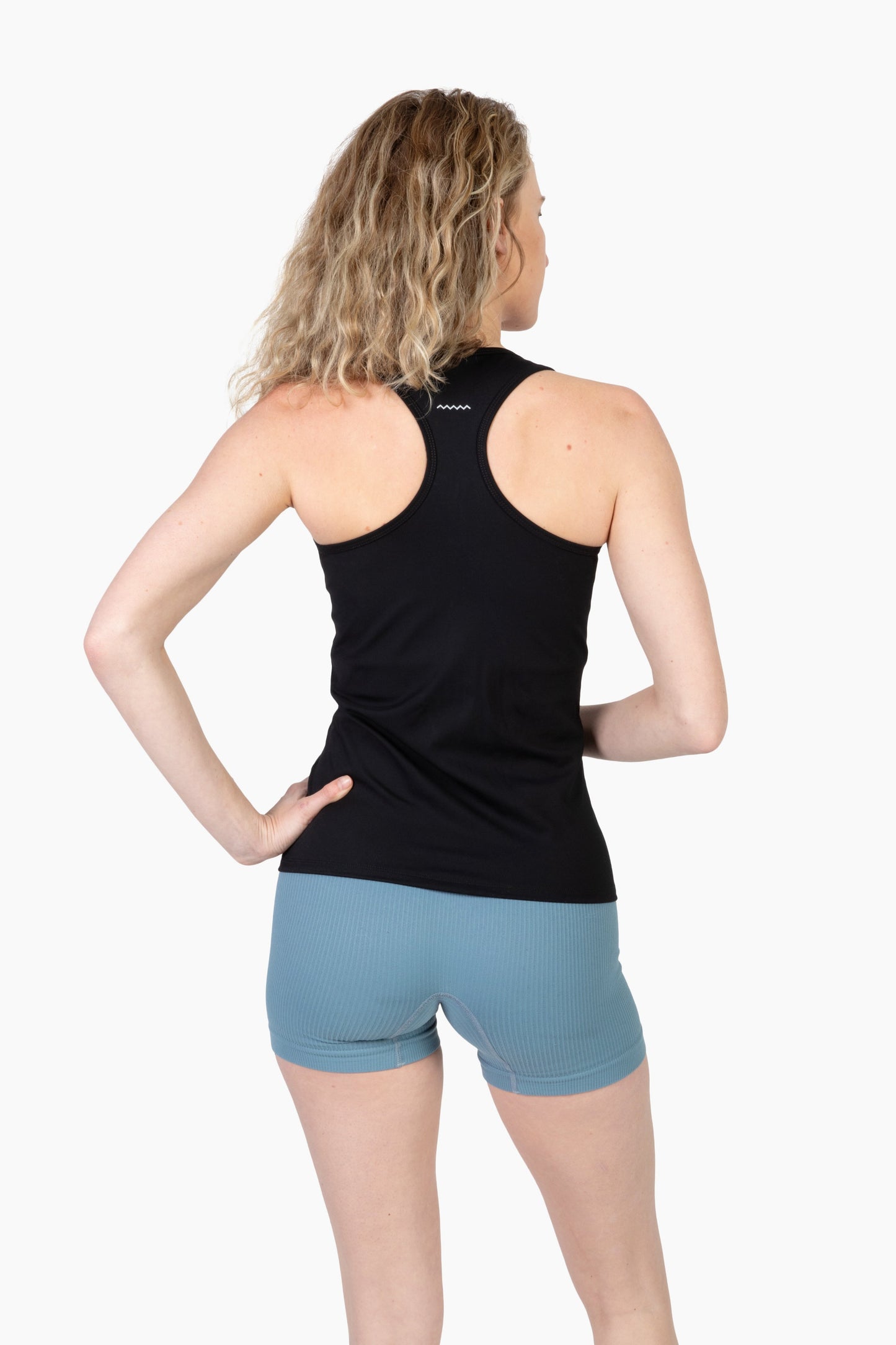 Ladies Black Workout Tank Top with Front Zipper